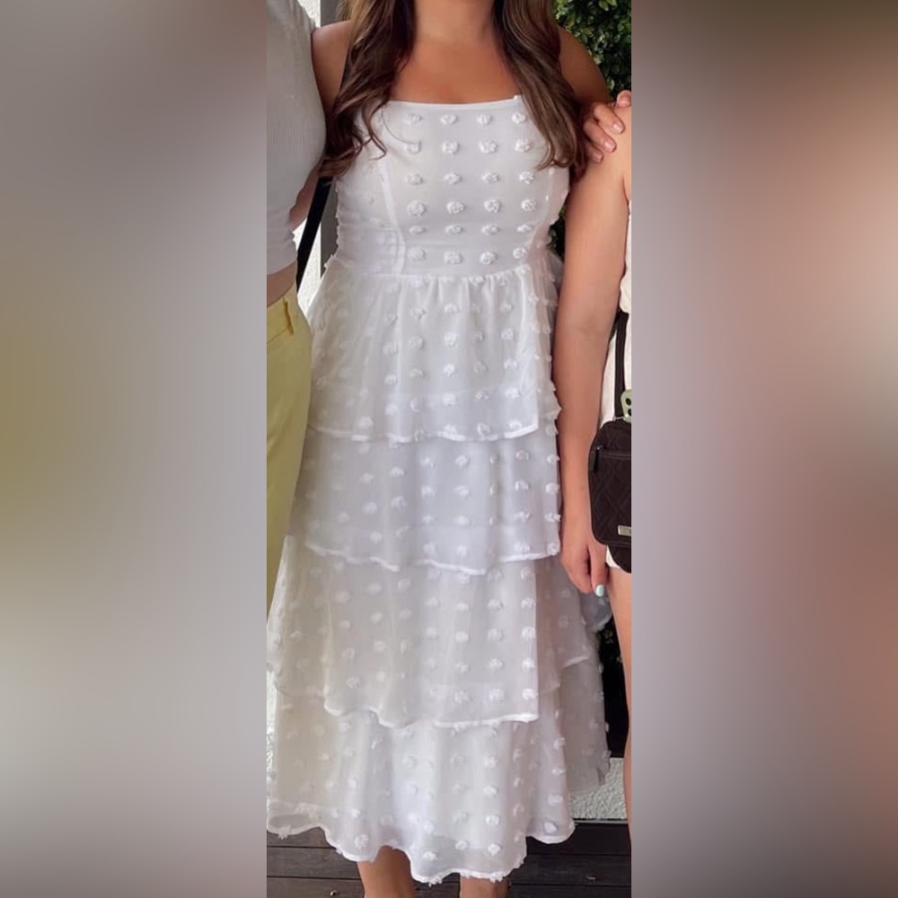 White Layered Midi Dress - Picture 4 of 4